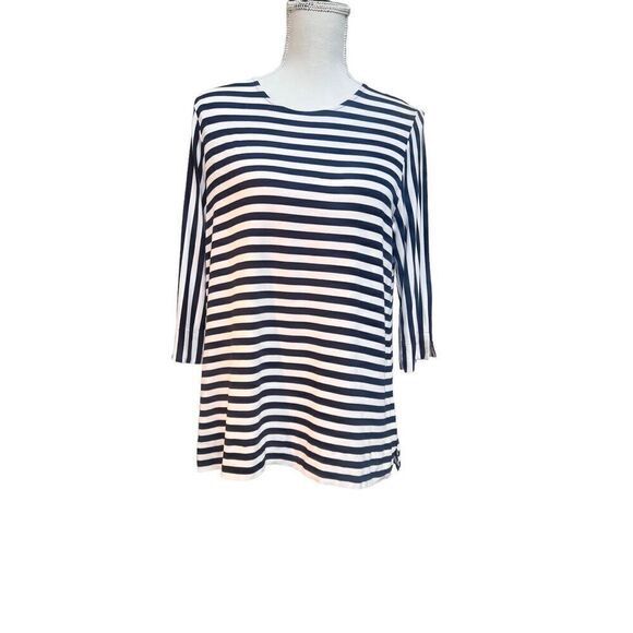 J.Jill black & white horizontal stripes top - Picture 1 of 9